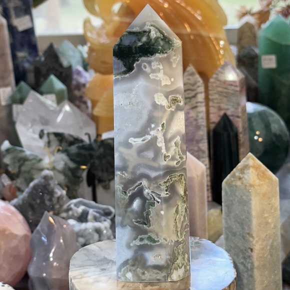 🔥SALE🔥 Moss Agate Crystal Tower With Druzy! - Picture 4 of 11